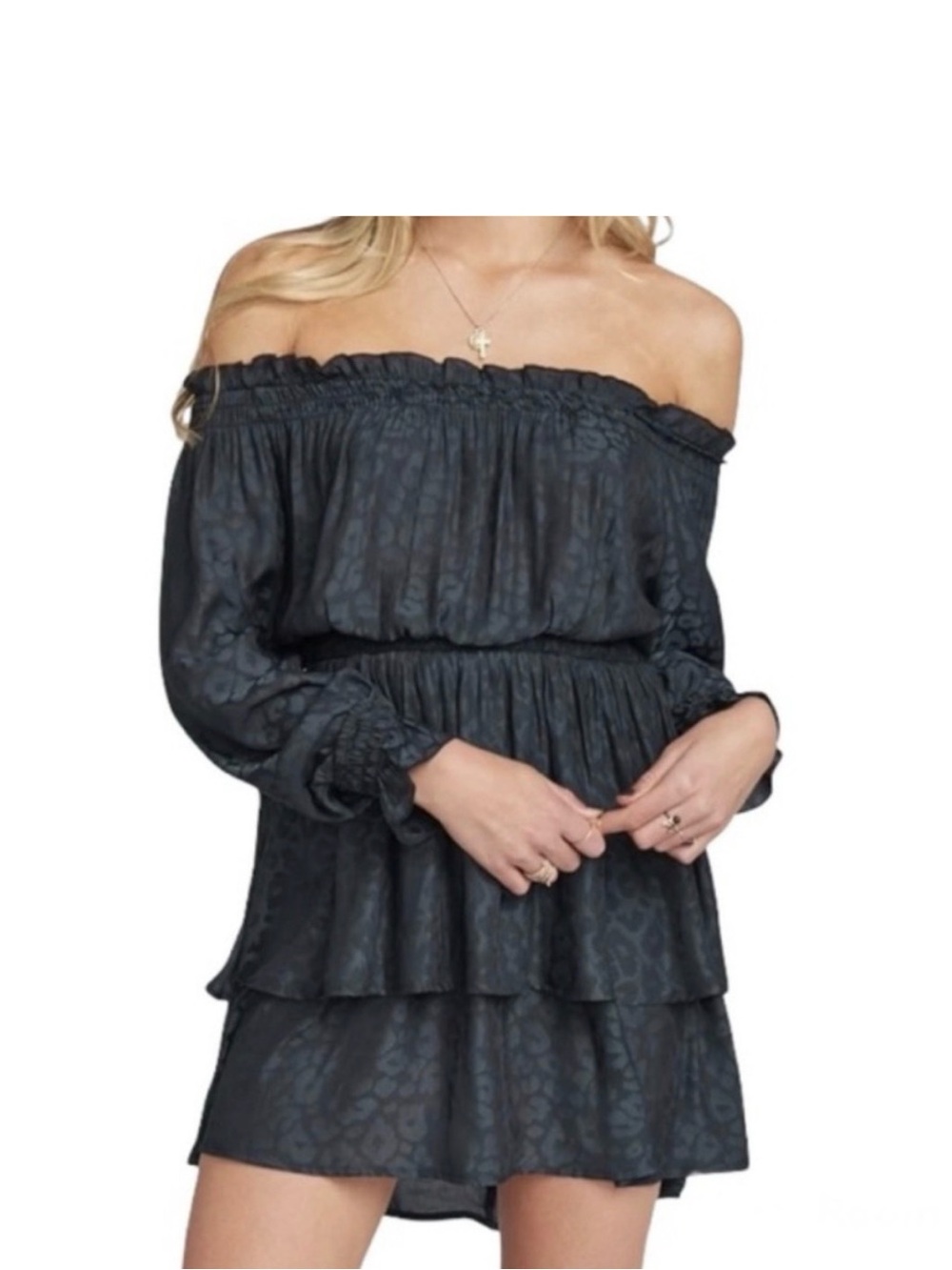 Show Me Your MuMu Black Off-Shoulder Tiered Tunic